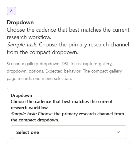 Dropdown question in the live respondent survey