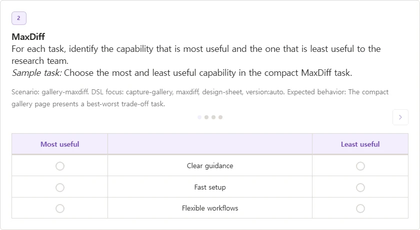 MaxDiff question in the live respondent survey