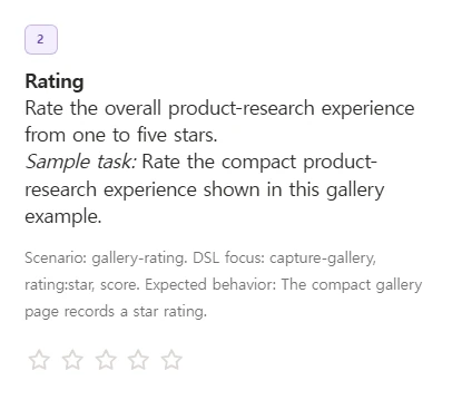 Rating question in the live respondent survey