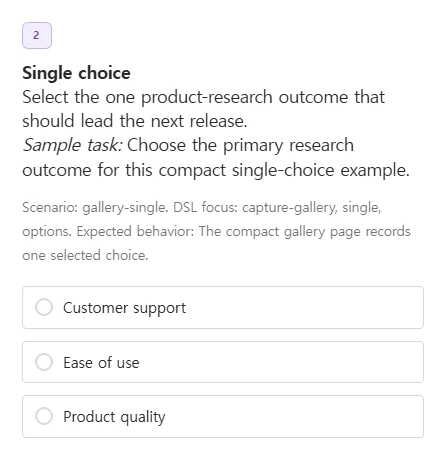 Single choice question in the live respondent survey